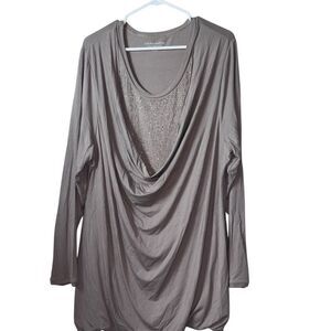 Soft Surroundings Taupe Drape Blouse